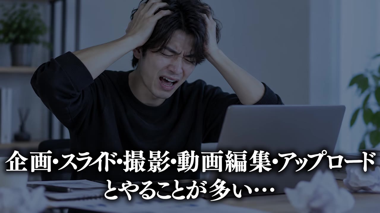 企画・スライド・撮影・動画編集・アップロードとやることが多い
