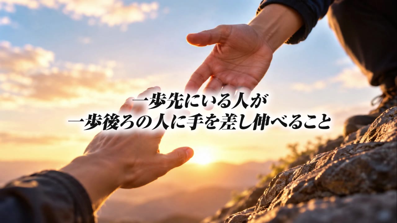 一歩先にいる人が、一歩後ろの人に手を差し伸べること
